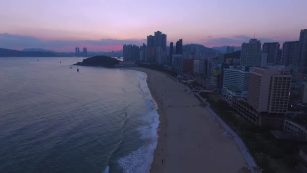 Sonnenuntergang Haeundae Strand, Busan, Südkorea, Asien — Stockvideo
