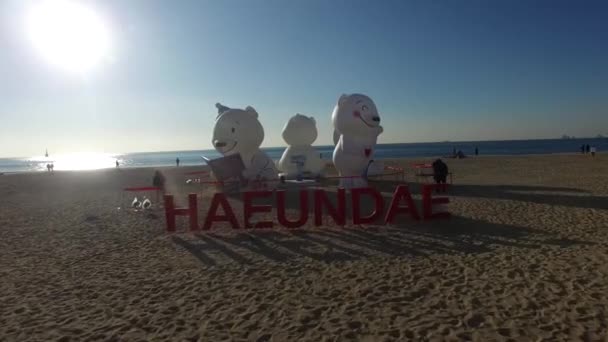 Haeundae Beach Cityscape Zaman Yeni Yıl Haeundae Beach Cityscape Zaman — Stok video