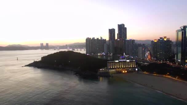 Haeundae Beach Városkép Amikor Haeundae Strand Városkép Amikor Busan Dél — Stock videók