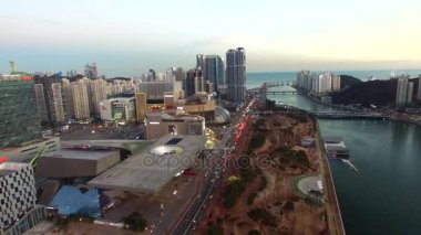 Günbatımı Centum şehir, Haeundae, Busan/havadan görünümü, gün batımı, Centum şehir, Haeundae, Busan, Güney Kore, Asya zaman 01-03-2018