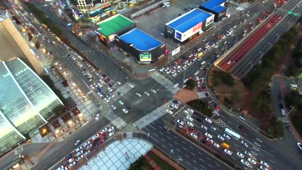 Pôr Sol Centum City Haeundae Busan Vista Aérea Pôr Sol — Vídeo de Stock