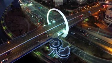 Günbatımı Centum şehir, Haeundae, Busan/havadan görünümü, gün batımı, Centum şehir, Haeundae, Busan, Güney Kore, Asya zaman 01-03-2018