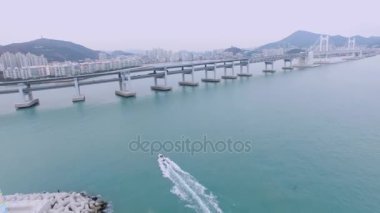 20180104 günbatımı Gwangan köprü ve Gwangalli / Jan-04-2018 zaman günbatımı Gwangan köprü ve Gwangalli, Busan, Güney Kore