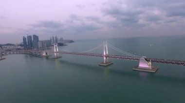 20180104 günbatımı Gwangan köprü ve Gwangalli / Jan-04-2018 zaman günbatımı Gwangan köprü ve Gwangalli, Busan, Güney Kore