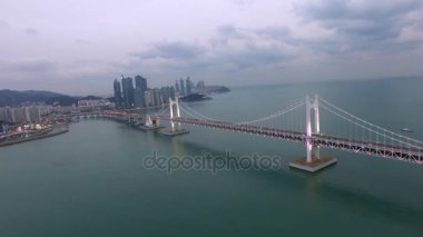 20180104 günbatımı Gwangan köprü ve Gwangalli / Jan-04-2018 zaman günbatımı Gwangan köprü ve Gwangalli, Busan, Güney Kore