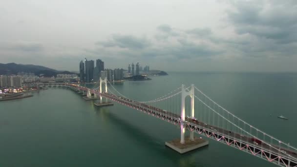 20180104 Sunset Gwangan Bridge Gwangalli Sunset Gwangan Bridge Gwangalli Busan — Vídeos de Stock