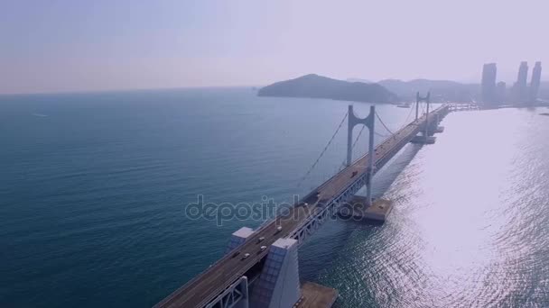 広安は広安橋韓国語名 広安とき 2018 広安グランド橋の韓国名です 広安は黒豹の映画のロケ地の一つ — ストック動画