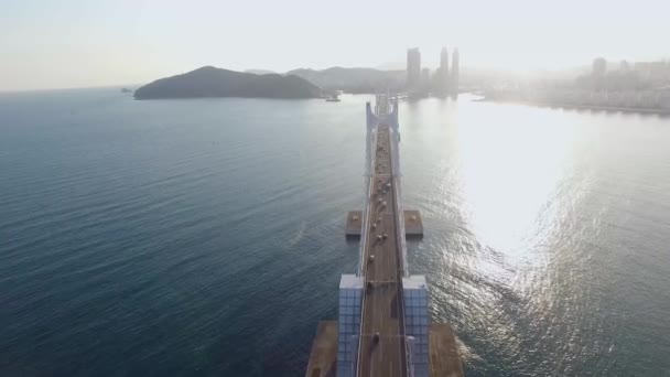 Gwangandaegyo Корейское Название Большого Моста Кванган Gwangandaegyo Полете Jan 2018 — стоковое видео