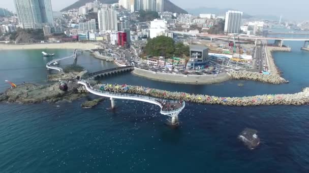 海洋ケーブル車 空中空撮海洋ケーブルカーとき 2018 ビュー — ストック動画