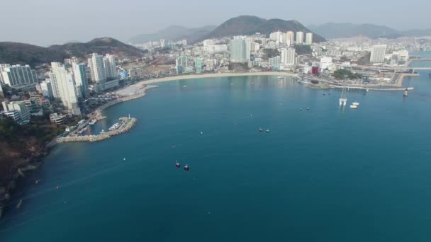 Luchtfoto Van Songdo Beach Aerial View Van Songdo Beach Busan — Stockvideo