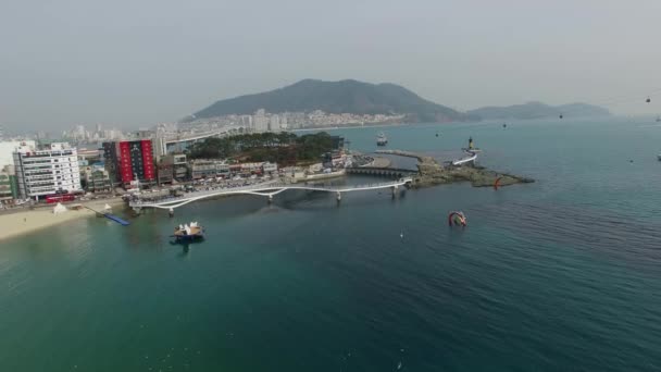 Luftaufnahme Des Songdo Strandes Luftaufnahme Des Songdo Strandes Busan Südkorea — Stockvideo