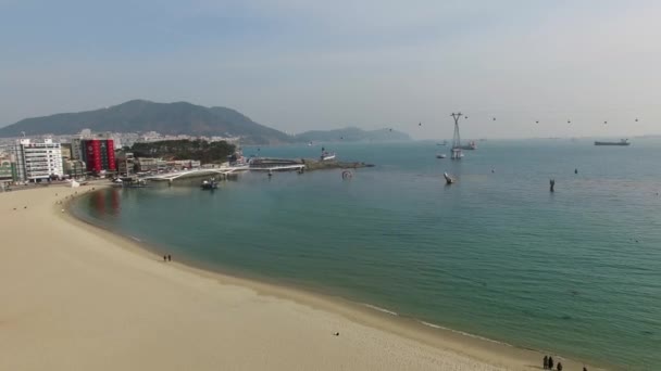 Luftaufnahme Des Songdo Strandes Luftaufnahme Des Songdo Strandes Busan Südkorea — Stockvideo