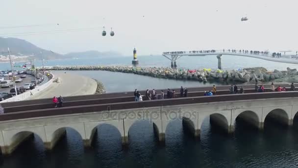 Havadan Görünümü Songdo Beach Havadan Görünümü Songdo Beach Busan Güney — Stok video
