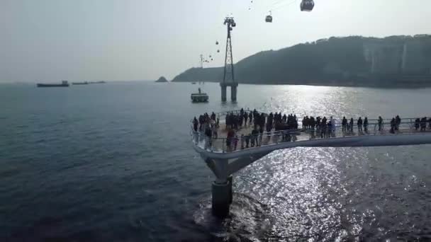 Luftaufnahme Des Songdo Strandes Luftaufnahme Des Songdo Strandes Busan Südkorea — Stockvideo