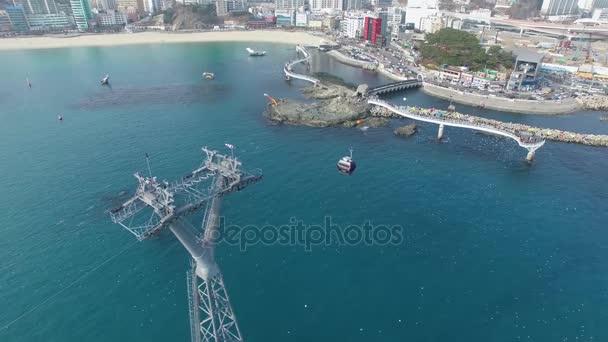 Luftaufnahme Des Songdo Strandes Luftaufnahme Des Songdo Strandes Busan Südkorea — Stockvideo