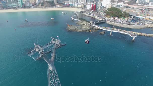 Пташиного Польоту Songdo Пляж Повітряних Видом Songdo Пляжі Пусан Південна — стокове відео