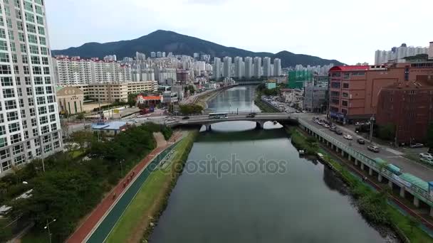 Oncheoncheon Köprüde Altında Bisiklet Glo Dikdörtgen Bisiklet Glo Oncheoncheon Eylül — Stok video