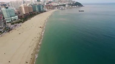 Kış günbatımı Haeundae Beach / kış günbatımı Haeundae Beach, Busan, Güney Kore, Asya zaman Kasım-27-2016