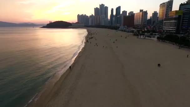 Zachód Słońca Zimą Haeundae Beach Zachód Słońca Zima Azji Haeundae — Wideo stockowe
