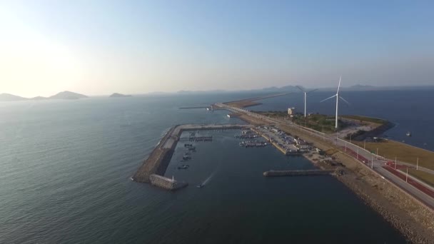 Flygfoto Saemangeum Pir Aerial View Saemangeum Seawall Sydkorea Asien När — Stockvideo