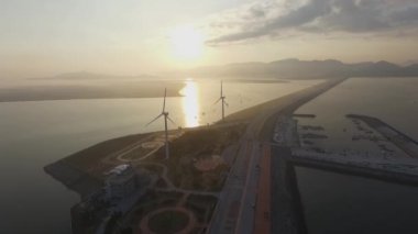 Sunrise Saemangeum set / hava havadan görünümü görünümü Sunrise Saemangeum Deniz kenarındaki sete, Güney Kore, Asya zaman Ekim-25-2017