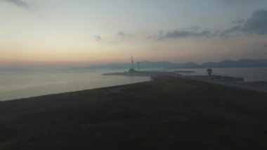 Sunrise Saemangeum set / hava havadan görünümü görünümü Sunrise Saemangeum Deniz kenarındaki sete, Güney Kore, Asya zaman Ekim-25-2017