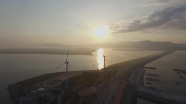 Sunrise Saemangeum set / hava havadan görünümü görünümü Sunrise Saemangeum Deniz kenarındaki sete, Güney Kore, Asya zaman Ekim-25-2017