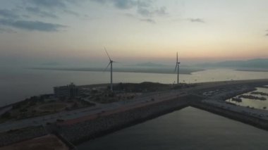 Sunrise Saemangeum set / hava havadan görünümü görünümü Sunrise Saemangeum Deniz kenarındaki sete, Güney Kore, Asya zaman Ekim-25-2017
