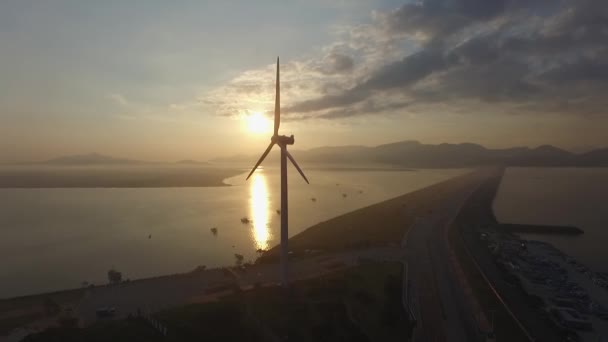 Luchtfoto Van Zonsopgang Van Saemangeum Zeedijk Luchtfoto Uitzicht Sunrise Van — Stockvideo