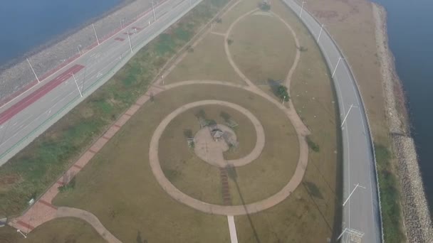 Widok Lotu Ptaka Mglisty Seawall Saemangeum Aerial View Mglisty Azji — Wideo stockowe