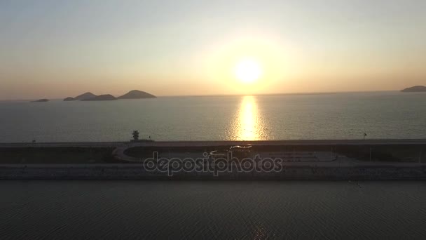 Aerial View Sunset Saemangeum Seawall Aerial View Sunset Saemangeum Seawall — Stock Video