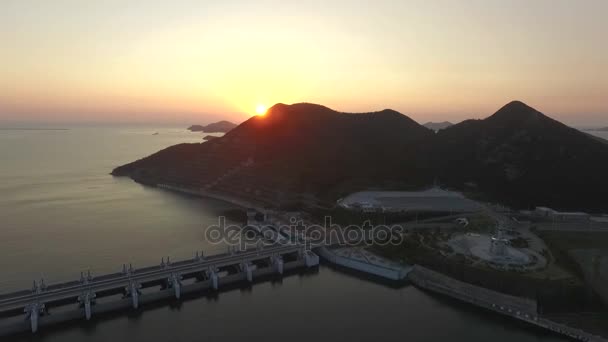 Veduta Aerea Del Tramonto Del Saemangeum Seawall Veduta Aerea Del — Video Stock