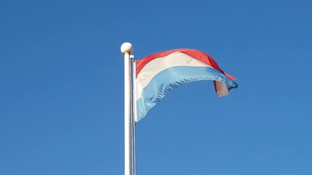 Luxemburg Vlag Zwaaien Lucht Van Zuid Korea Luxemburg Vlag Wapperend — Stockvideo