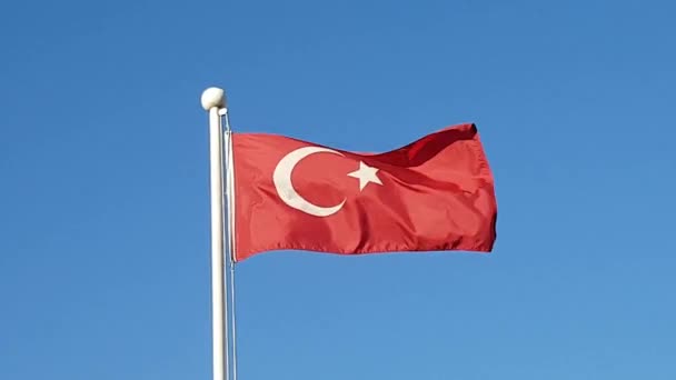 Turkey Flag Waving Air South Korea Xxiii Olympic Winter Games — Stock Video