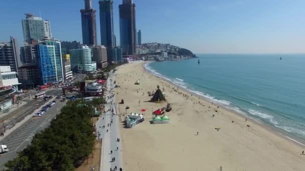 Dom wielki Full Moon w Haeundae Beach — Wideo stockowe