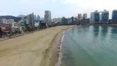 Bulutlu hava Gwangalli Beach, Busan, Güney Kore, Asya / bulutlu hava Gwangalli Beach, Busan, Güney Kore, Asya zaman Mar-04-2018