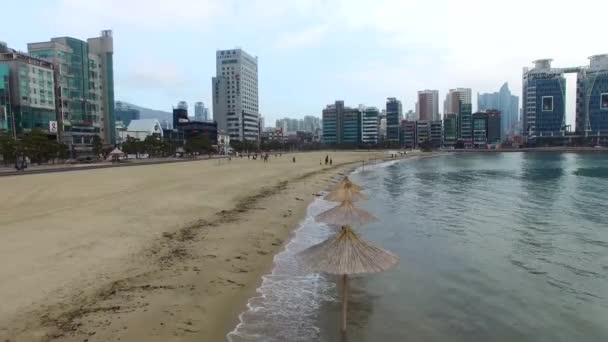 Molnigt Väder Gwangalli Beach Busan Sydkorea Asien Molnigt Väder Gwangalli — Stockvideo