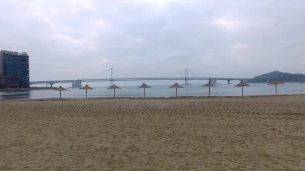 Zatažené Počasí Gwangalli Beach Busan Jižní Korea Asie Oblačno Počasí — Stock video