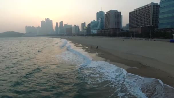 Tidigt Våren Haeundae Beach Busan Sydkorea Asien Tidigt Våren Haeundae — Stockvideo