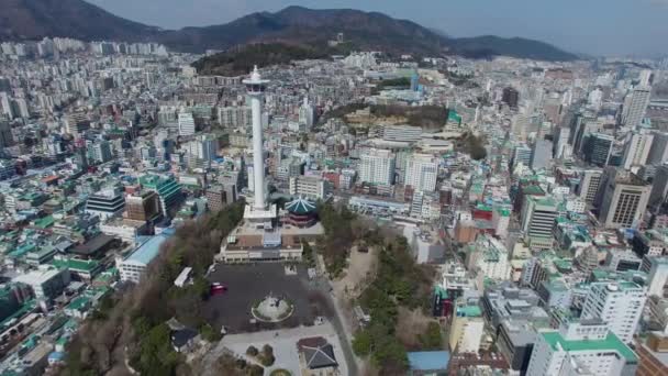 Begin Voorjaar Van Busan Tower Busan Zuid Korea Azië Begin — Stockvideo