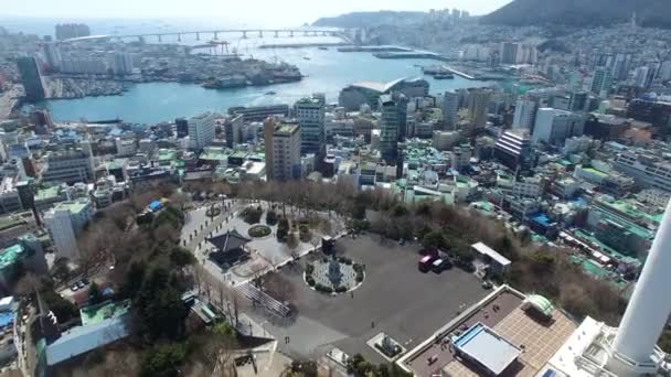 Brzy Jaře Busan Tower Busan Jižní Korea Asie Předjaří Busan — Stock video