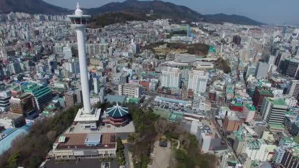 Anfang Frühling Des Busan Turms Busan Südkorea Asien Anfang Frühling — Stockvideo