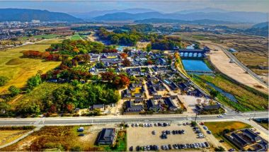 Gyeongju, Güney Kore, Asya Gyochon geleneksel köy sonbaharında