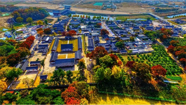 Őszi Gyochon hagyományos falu, Gyeongju, Dél-Korea, Ázsia — Stock Fotó