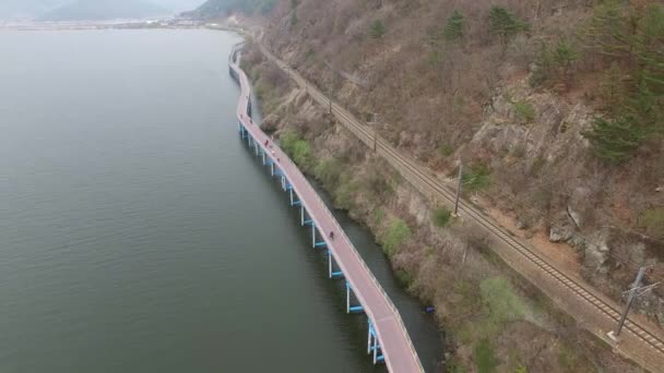 Landschap van Nakdong rivier, Yangsan, Zuid Korea, Azië — Stockvideo