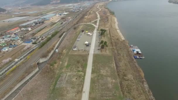 Landschap Van Nakdong Rivier Yangsan Zuid Korea Azië Landschap Van — Stockvideo