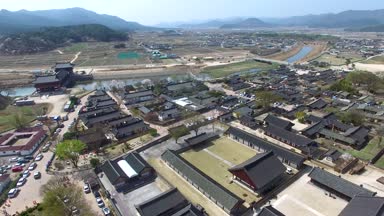 Gyeongju, Güney Kore, Asya bahar Gyochon geleneksel köy / Bahar, Gyochon geleneksel köy Gyeongju, Güney Kore, Asya zaman Nisan-03-2018