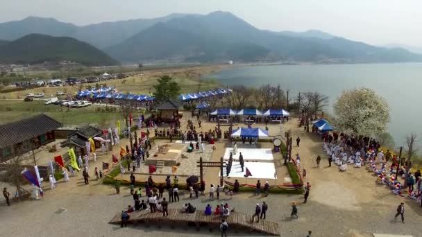 Gayajin Yongsinje Ritual Dios Dragón Yangsan Corea Del Sur Asia — Vídeo de stock