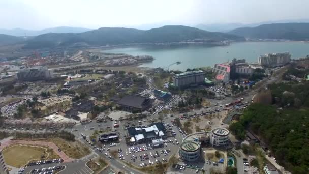Grote Koreaanse Stijl Watermolen Van Bomun Park Gyeingju Zuid Korea — Stockvideo