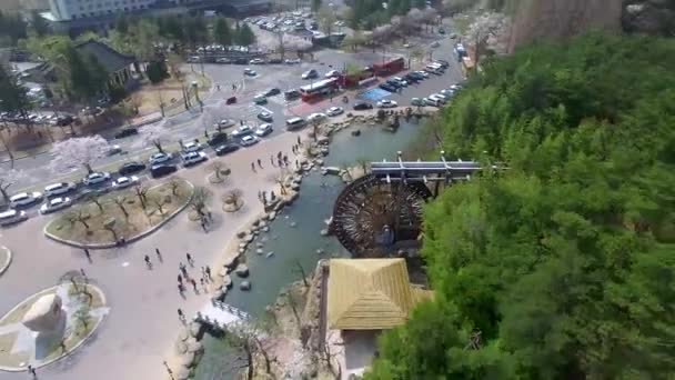 Big Korean Style Watermill Bomun Park Gyeingju South Korea Asia — Stock Video
